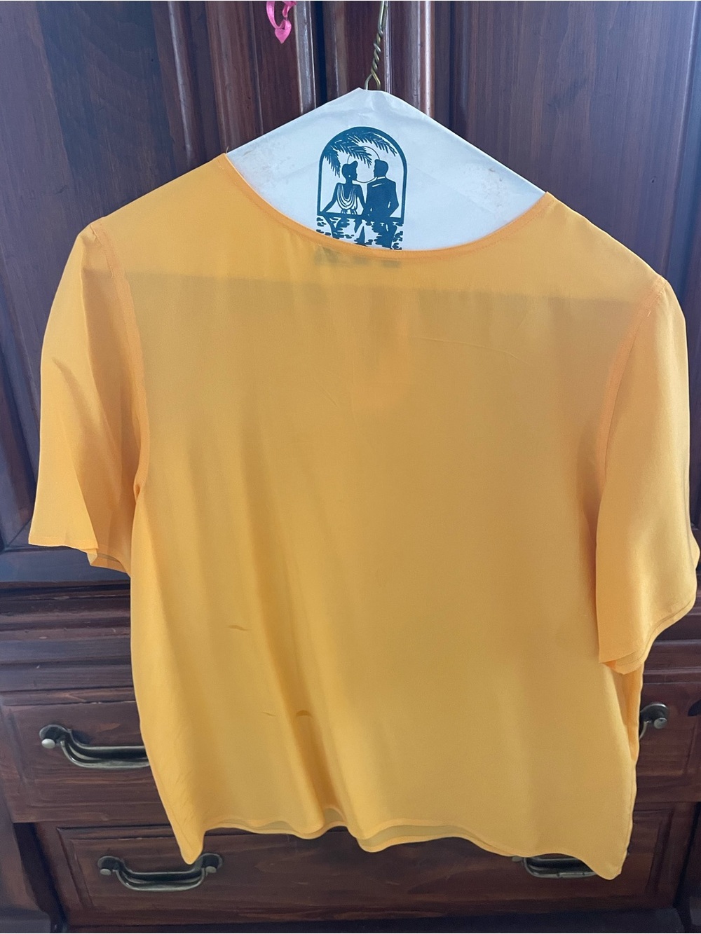 Women's Short-Sleeve Yellow Blouse with Crew Neck